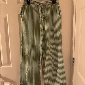 Green and White Striped Pants